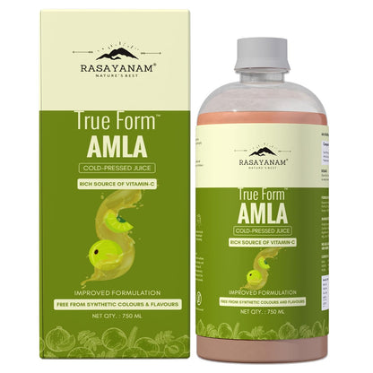 Rasayanam Pure Amla Juice 750 ml | Cold-Pressed from Handpicked Amlas | Rich in Vitamin C | 100% Natural with No Added Sugar | Supports Immunity, Digestion, Hair & Skin Health