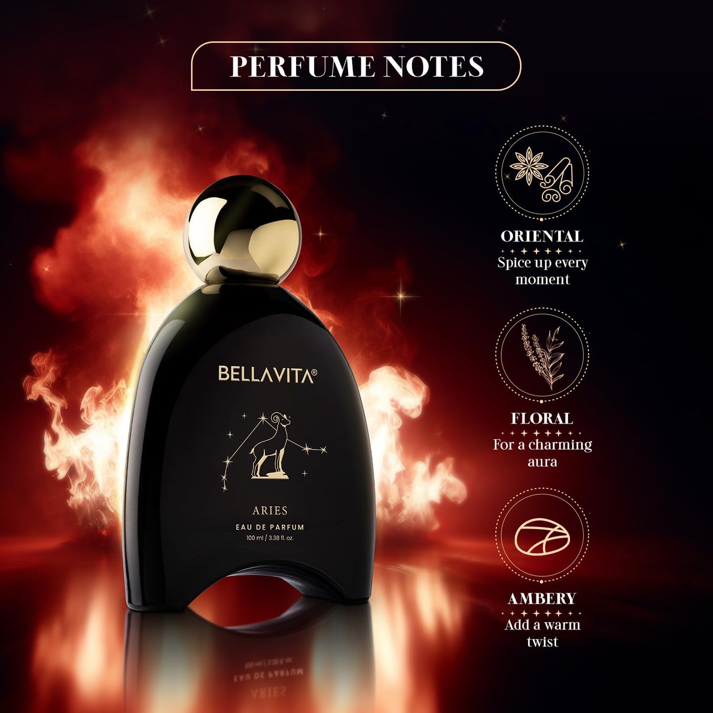 BELLAVITA Zodiac Collection Aries | Long Lasting Perfume for Man and Woman | EDP 100ml | Oud, Floral and Musk Premium Unisex Fragrance for Men and Women