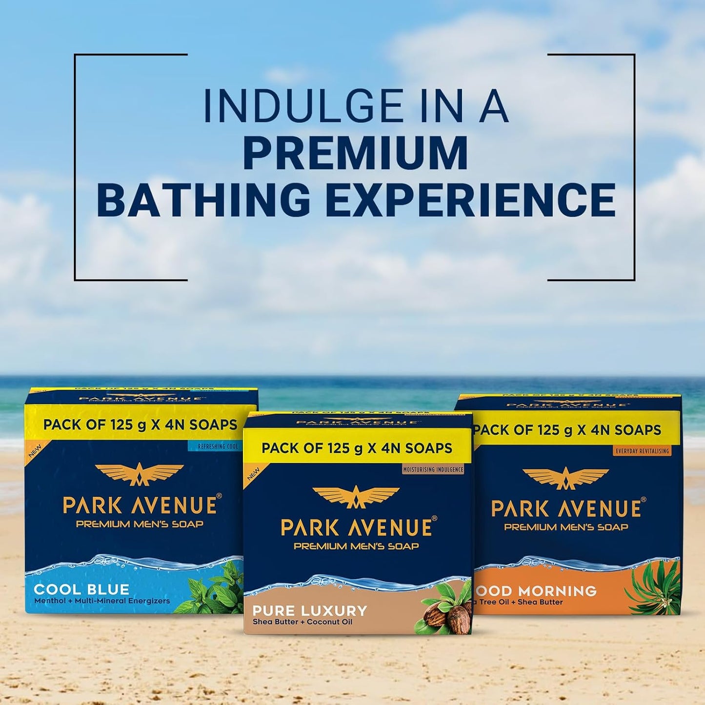 Park Avenue Premium Menâ€™s Soaps for Bath â€“ Pure Luxury | 125g (Pack of 4) | Enriched with Shea Butter & Coconut Oil | Grade 1 Soap | For All Skin Types