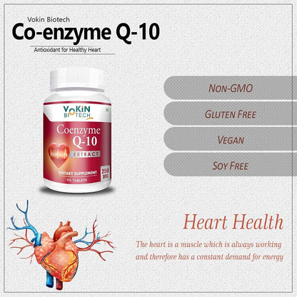 Vokin Biotech 100% Natural Coenzyme Q-10 Extract 250MG For Heart Health and Energy Metabolism (90 Tablets)