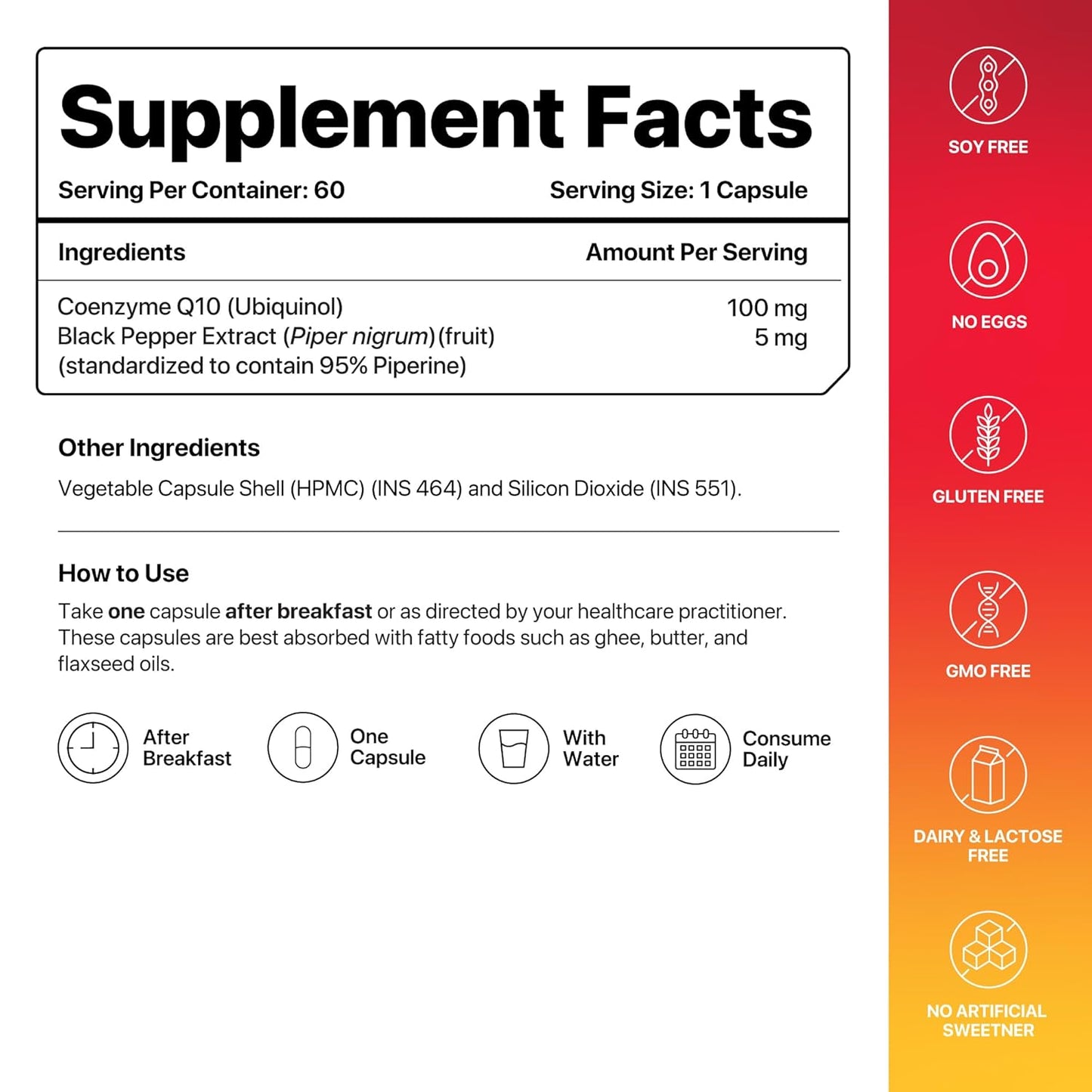 Decode Age CoQ10 (Coenzyme Q10) with Piperine 5mg for High Absorption | Ubiquinol Formula Supports Heart & Vascular Health, Cellular Energy & Healthy Ageing | 60 Capsules, 2 Month Supply
