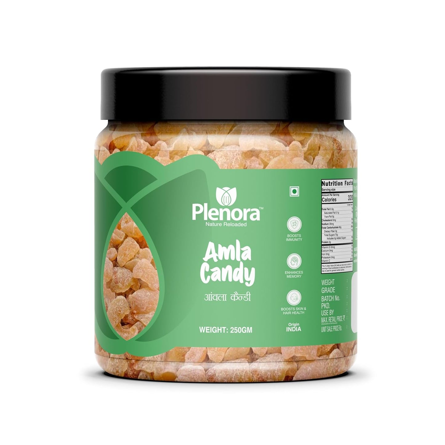 PLENORA Amla Candy 250g | Dry Gooseberry Candy | Sweet & Sour Taste | Rich in Antioxidants & Vitamin C | Healthy Snack