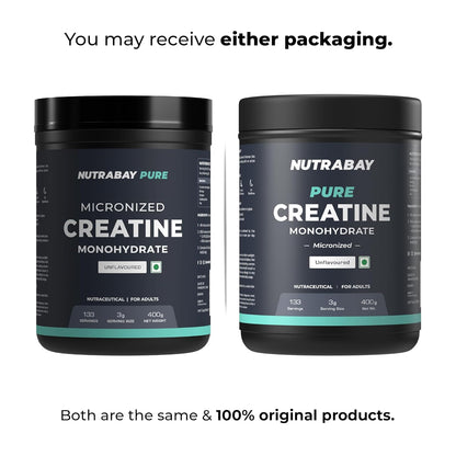 Nutrabay Pure Micronised Creatine Monohydrate Powder 3000 mg/Serving |Trustified Certified | Fast Absorption â€“ Increases Lean Muscle Mass, Strength & Power â€“ 400g, Unflavoured