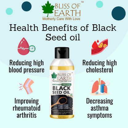 Bliss of Earth 100ML Certified Organic Black Seed Oil | Kalonji Oil+100ML Castor Oil for Hair Growth,Smooth Skin,