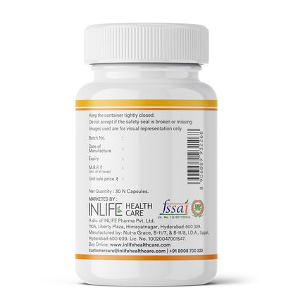 INLIFE Plant Based Natural Vitamin E Oil Capsules for Face and Hair|Sunflower, Olive & Aloe Vera Oils |Skin Health and immunity support Supplement for Women & Menâ€“30 Vegetarian Capsules (Pack of 1)