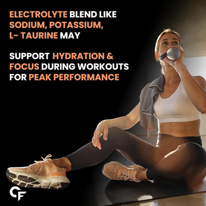 Carbamide Forte Eaa Supplement with Bcaa 5000Mg | Eaa intra workout Supplement for Men & Women with Hydration Blend & Vitamins â€“ Peach Iced Tea Flavour - 50 Servings - Powder 300G