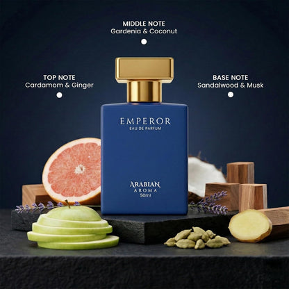 Arabian Aroma Emperor Eau de Parfum, Fresh Citrus, Lavender & Tonka Bean Long Lasting Luxury Perfume, 50ml.