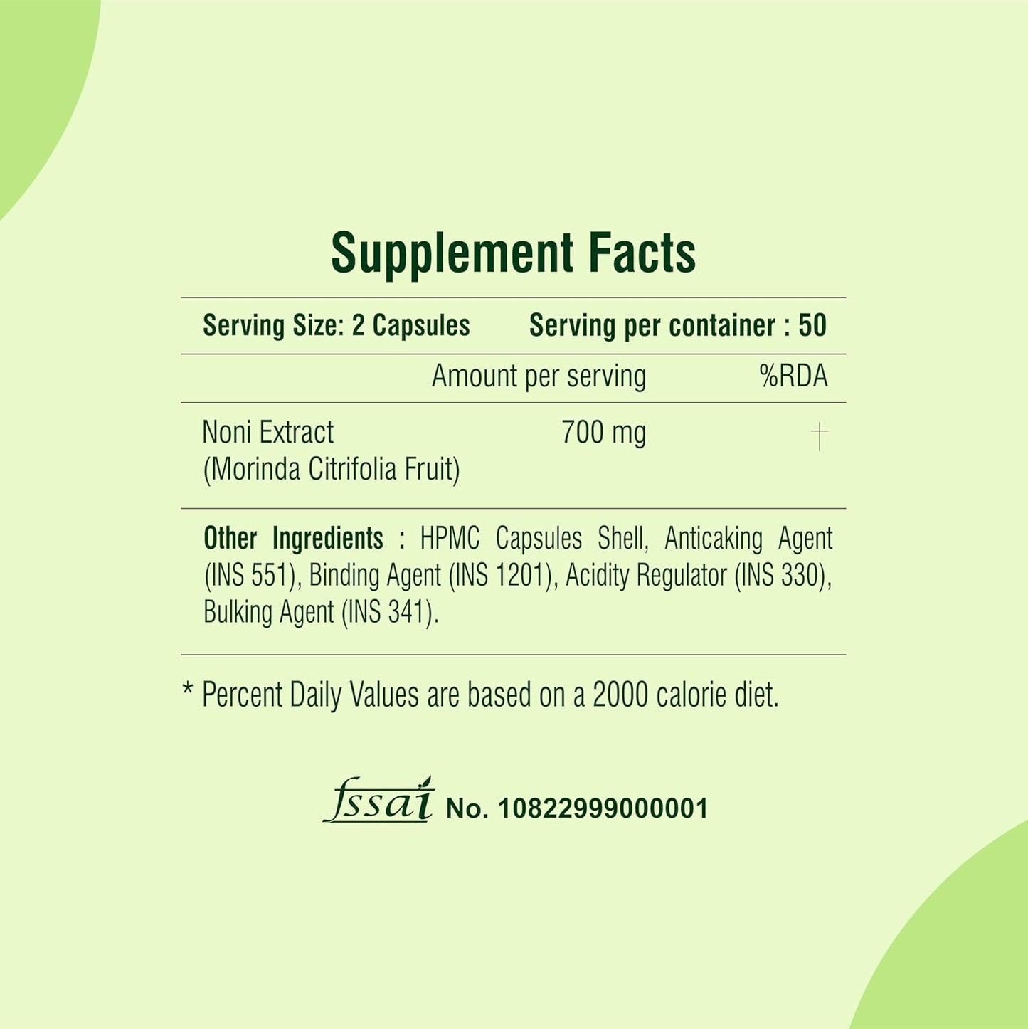 Noni Extract 700mg-100 Veg Capsules | Body Detoxifier| Healthy Skin| Healthy Cholesterol