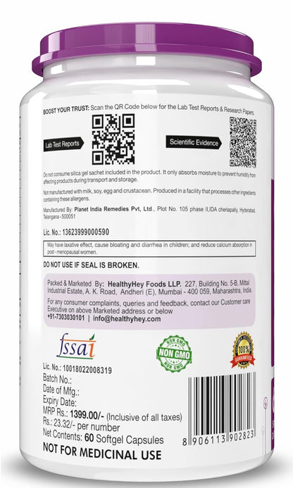 HealthyHey Nutrition Omega 3 Fish Oil for Women - 2000 Mg/serving - 60 Softgel Capsules (600 EPA & 400 DHA)