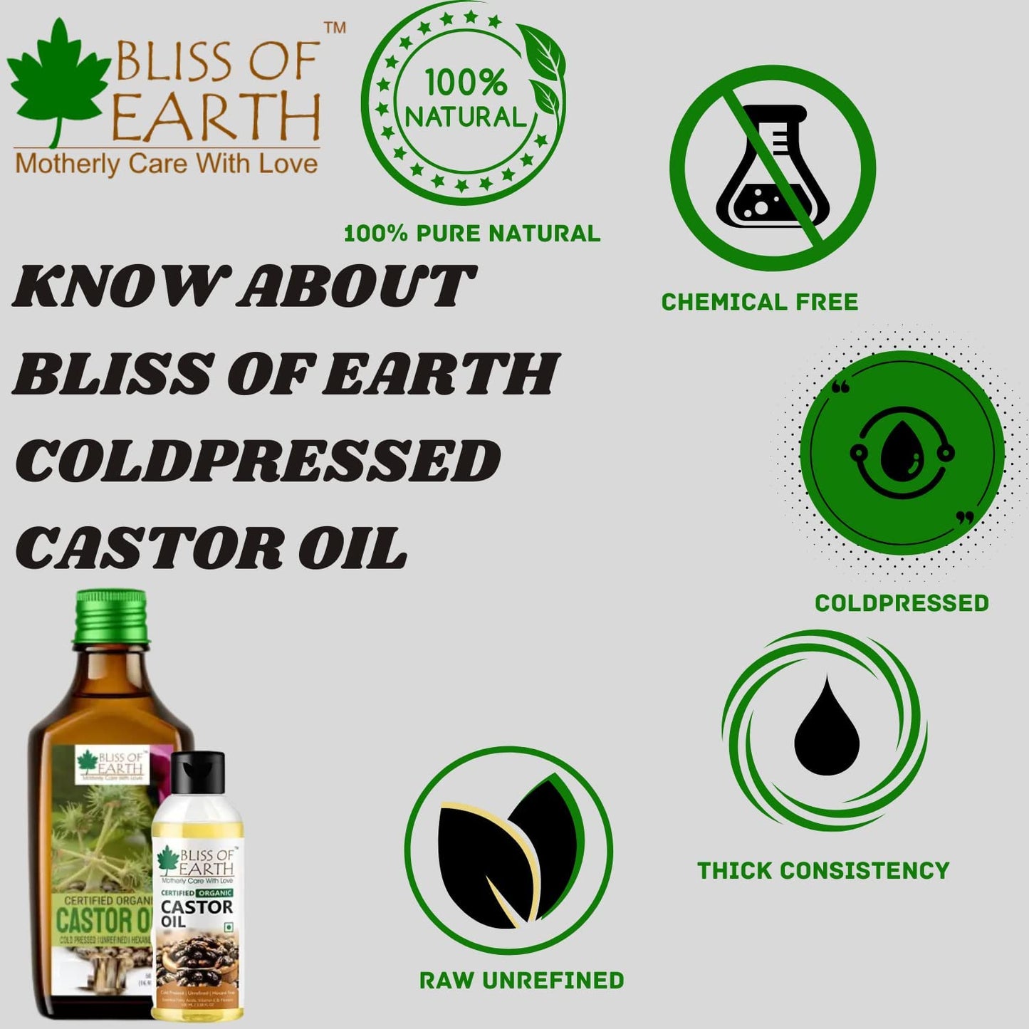 Bliss of Earth 100ML Certified Organic Black Seed Oil | Kalonji Oil+100ML Castor Oil for Hair Growth,Smooth Skin,