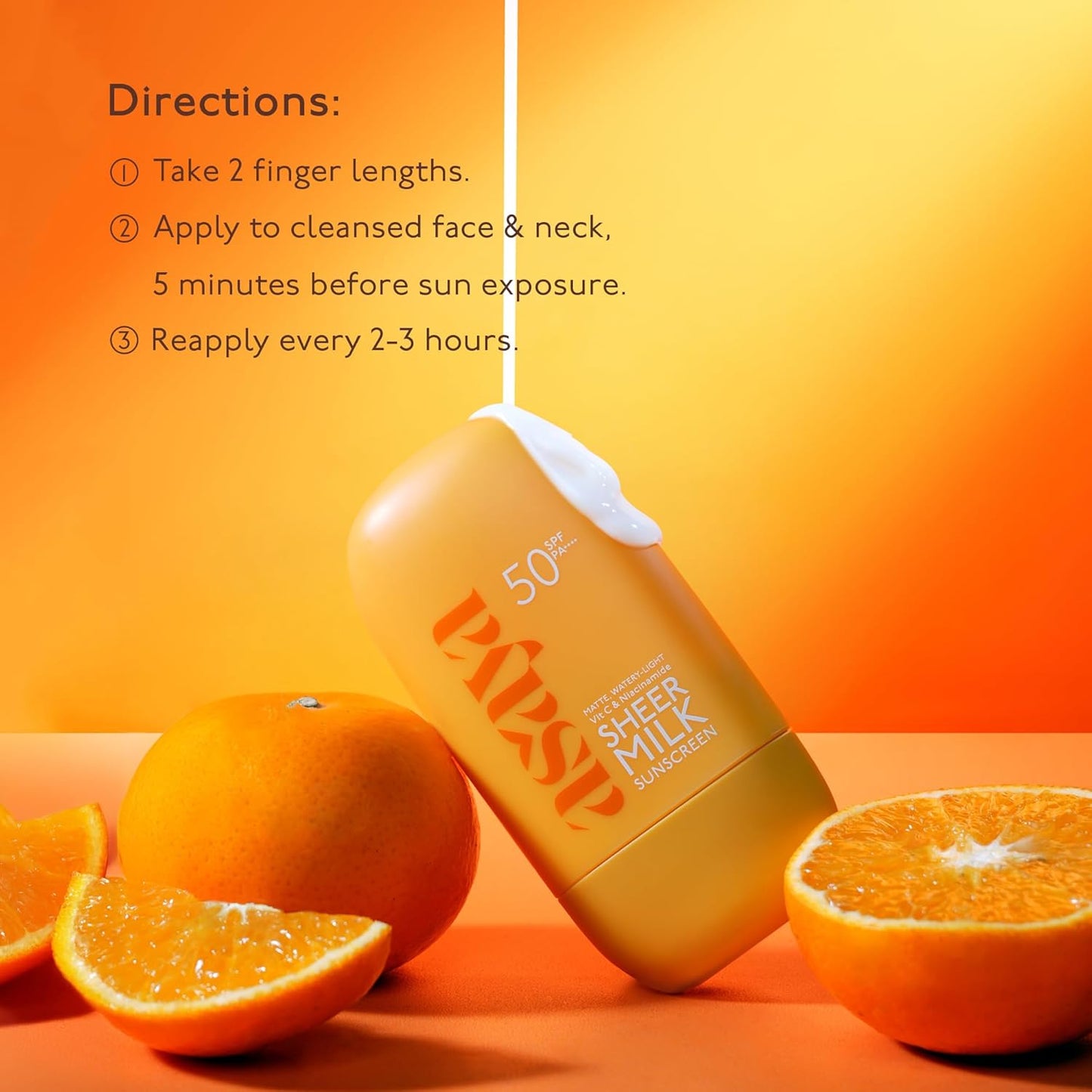 Asaya Sheer Milk Sunscreen SPF 50 PA++++ UVA + UVB | Lightweight Water-Based Fluid Sunscreen with Vitamin C & Niacinamide | Matte & Quick Absorbing | For Acne-Prone, Oily & Combination Skin | 50 ml