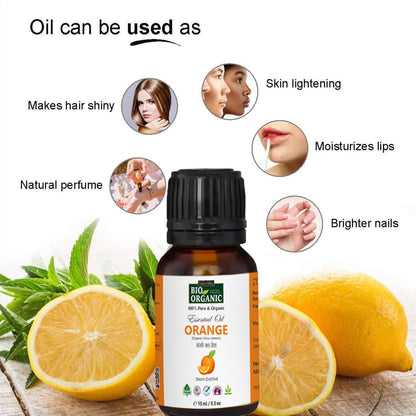 Indus Valley 100% Pure Natural & Organic, Undiluted Orange Essential Oil with Therapeutic Grade & Glass Dropper for Skin, Hair Care (15ml)