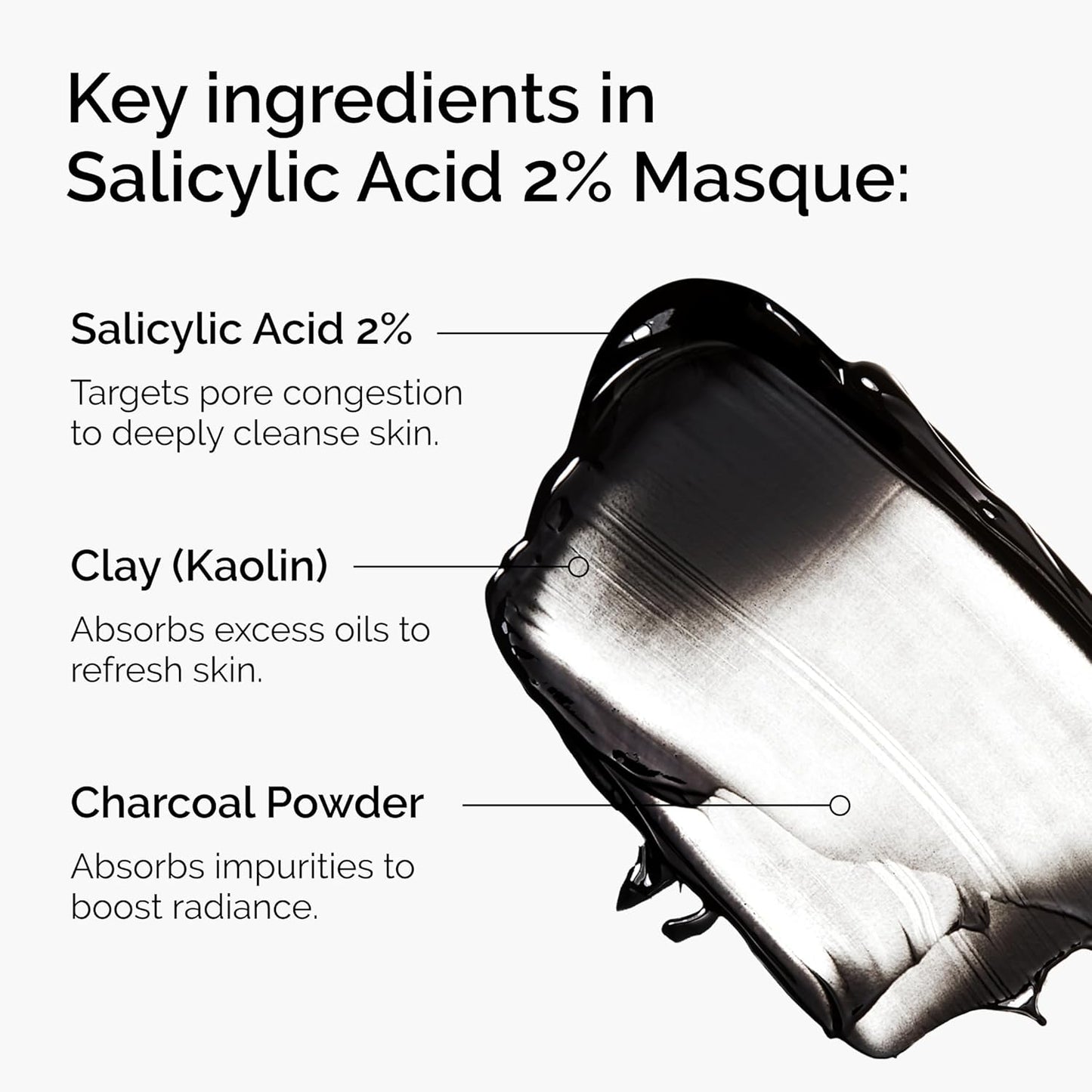 The Ordinary Salicylic Acid 2% Masque, Clarifying Charcoal & Clay Mask for Blemish-Prone Skin, 50ml