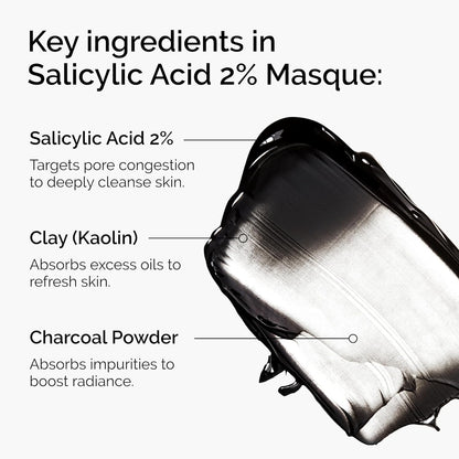 The Ordinary Salicylic Acid 2% Masque, Clarifying Charcoal & Clay Mask for Blemish-Prone Skin, 50ml