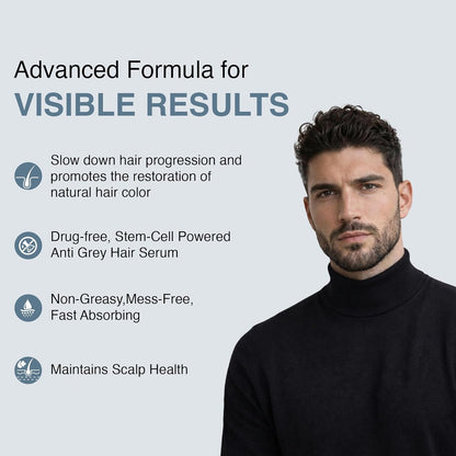 ThriveCo Anti-Grey Hair Prime Serum | Reverse Greying Hair & Beard | Advanced Clinically Proven Treatment | With ArcedinÂ® + ArcolysÂ® +Biotin | Light-Weight, Non-Sticky | Men and Women | 50 ml