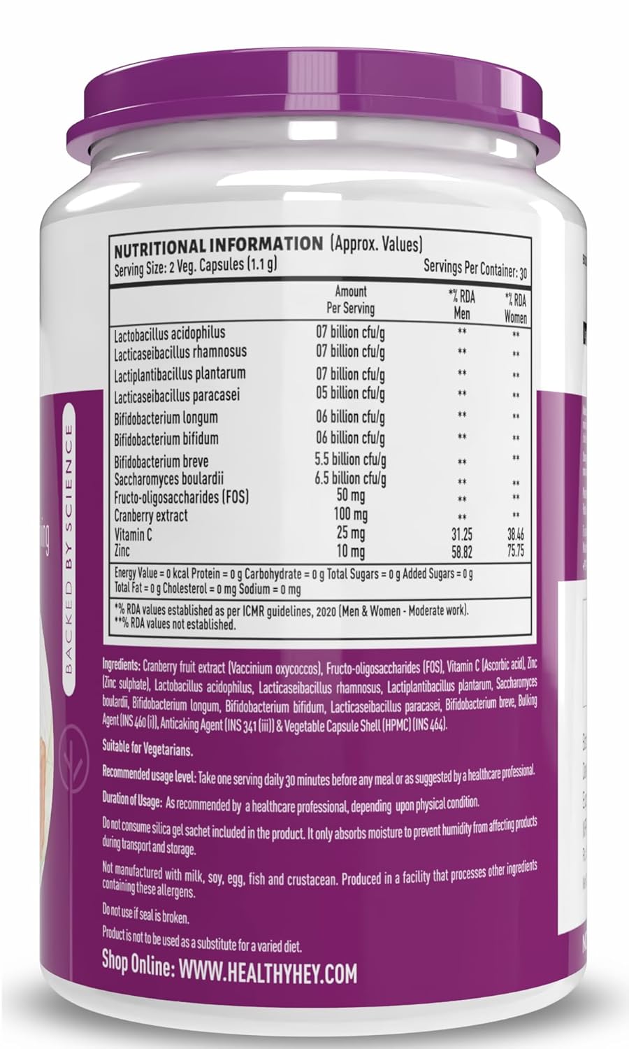 HealthyHey Nutrition Probiotics 50 Billion CFU Multi- Strains, 60 Veg. Capsules, Targeted Release Technology, Stomach Acid Resistant, No Need for Refrigeration, Non-GMO, Gluten-Free