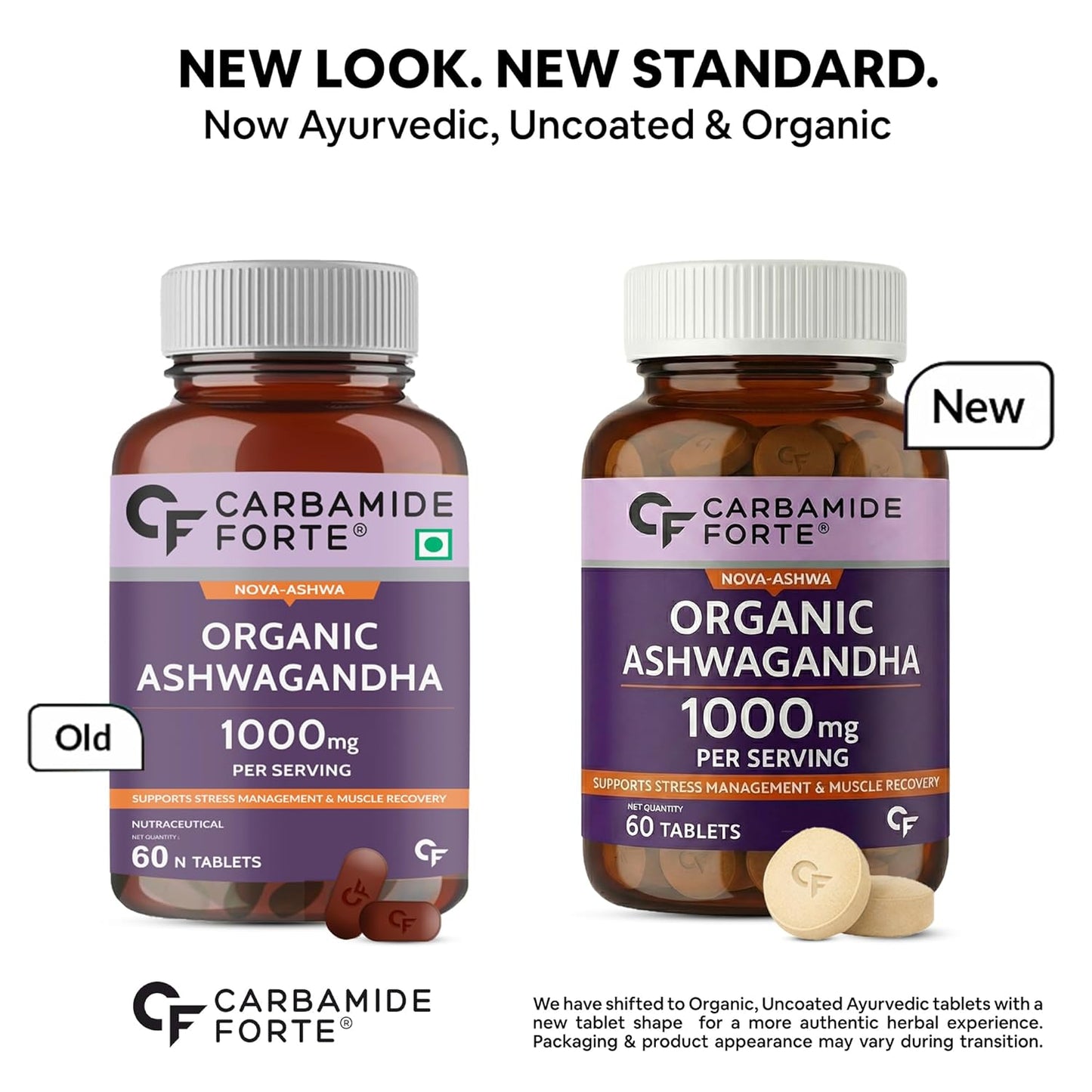 Carbamide Forte Ashwagandha Tablets 1000mg | Organic Ashwagandha Powder Supplements for Men & Women for Stress And Anxiety Relief | Organic Tablets | 60 Tablets