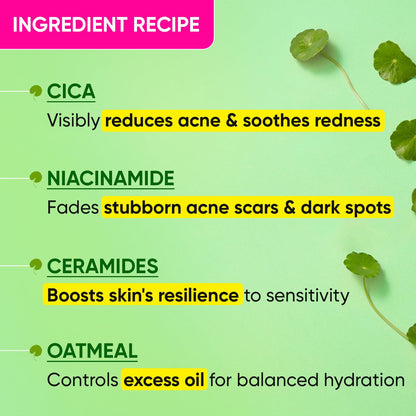 DOT & KEY Cica + Niacinamide Oil Free Moisturizer For Acne Prone Skin Oil Free & Lightweight Fades Dark Spots & Blemishes, Soothes Redness Acne Cream For Oily Acne Prone & Sensitive Skin 50Gm