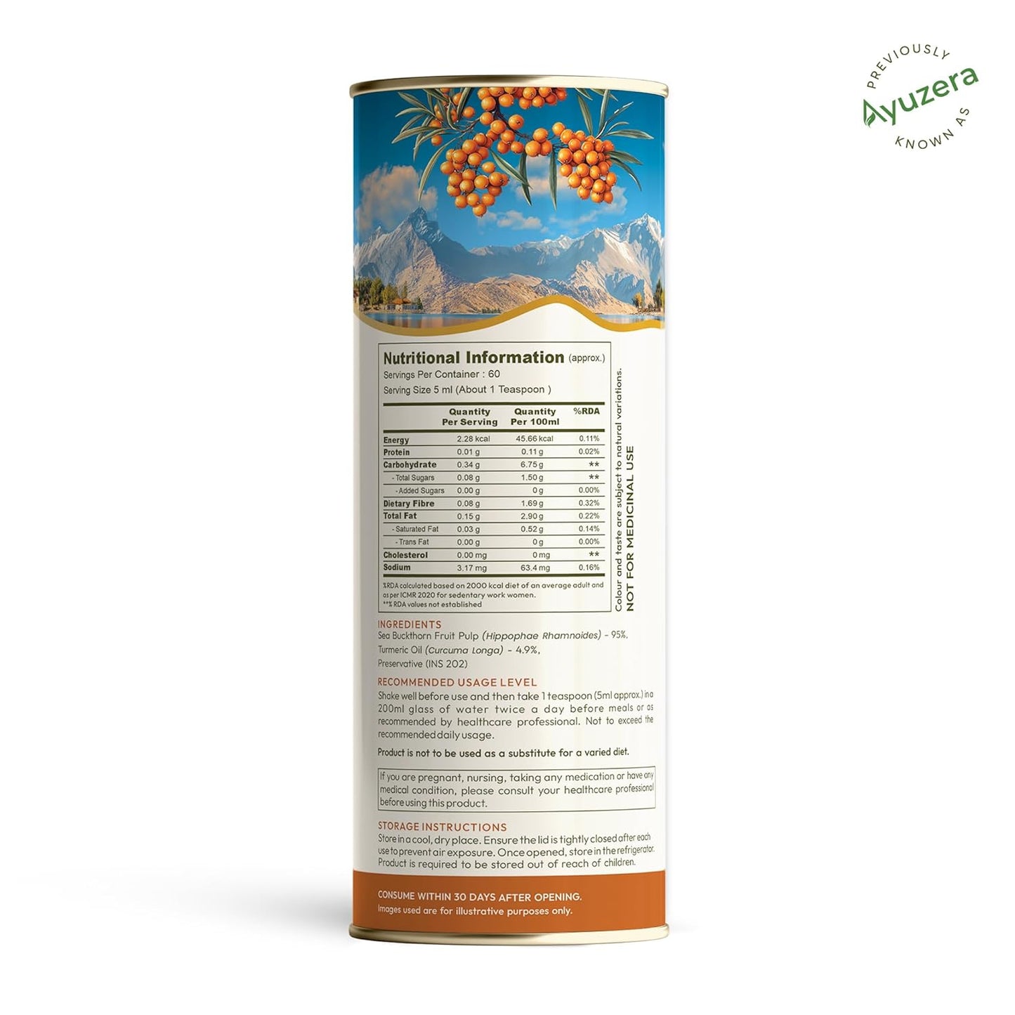 Wellwith by Ayuzera Turmeric Curcumin Oil with Sea buckthorn Berry Pulp 300ml | Kidney Detox | Hormonal Support and Skin Health Supplement | Ayurvedic and Natural, Makes 50 Glass Juice (Pack of 1)