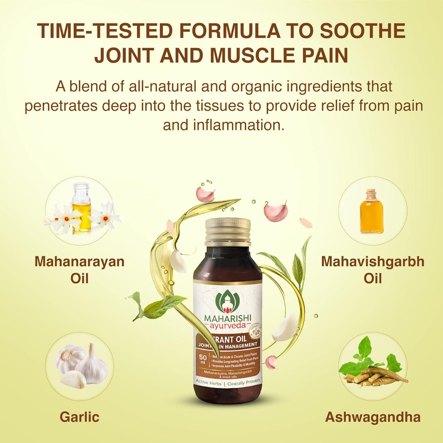 Maharishi Ayurveda Pirant Oil - Ayurvedic Massage Oil for Joint and Muscle Pain Relief -50ml