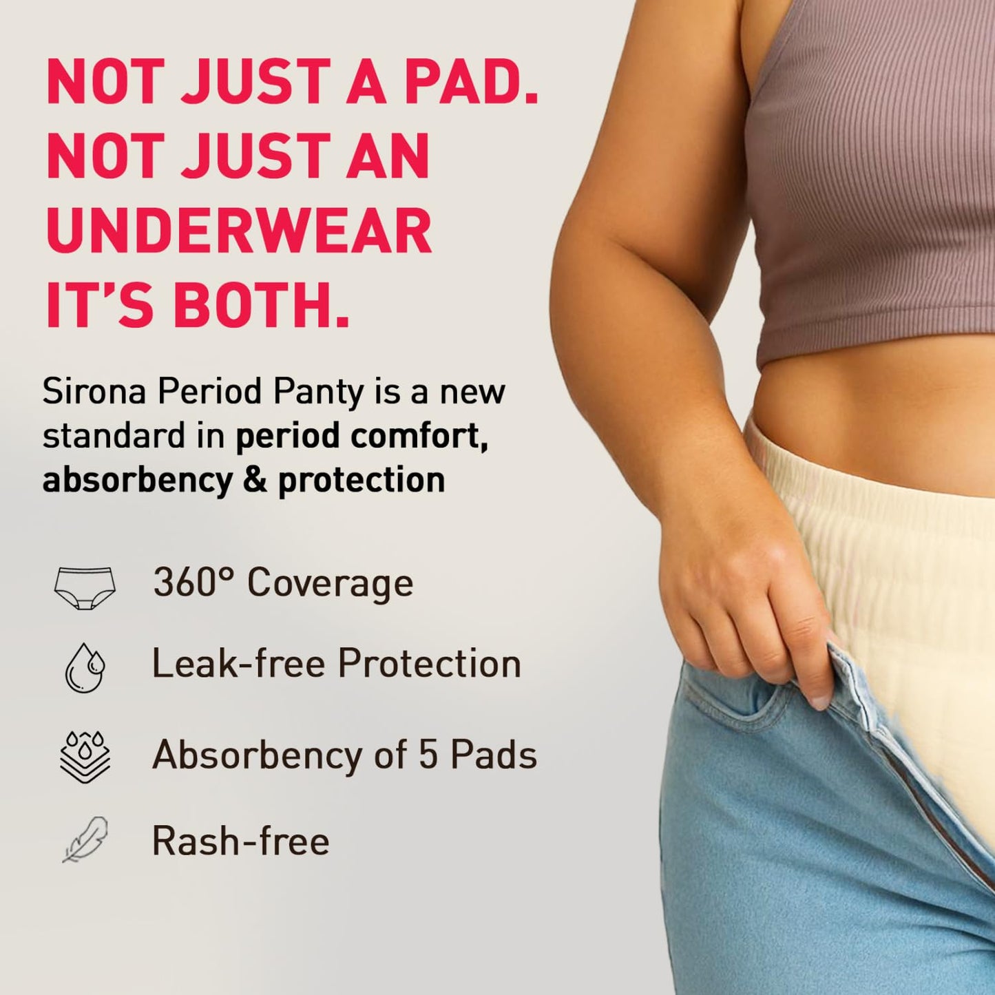 Sirona Disposable Period Panty for Girls | XL-XXL (44-52 Inch) | Pack of 10 | 360Â° Coverage for Stress Free Periods | Leakage Protection for Heavy Flow | Rash Free | Super Absorbent with Comfortable Fit