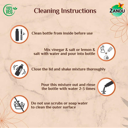 Zandu Copper Bottle : Prepared with 100% Pure Copper |Supports Digestive & Liver Health | Helps Enhance Immunity| Useful in Promoting Overall Health (Pack of 950 ml)