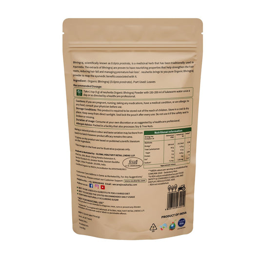 Neuherbs Bhringraj Powder For Hair Growth - 100g | Hair Mask For Nourishment of Hairs | 100% Pure & Natural With No Additive Preservatives