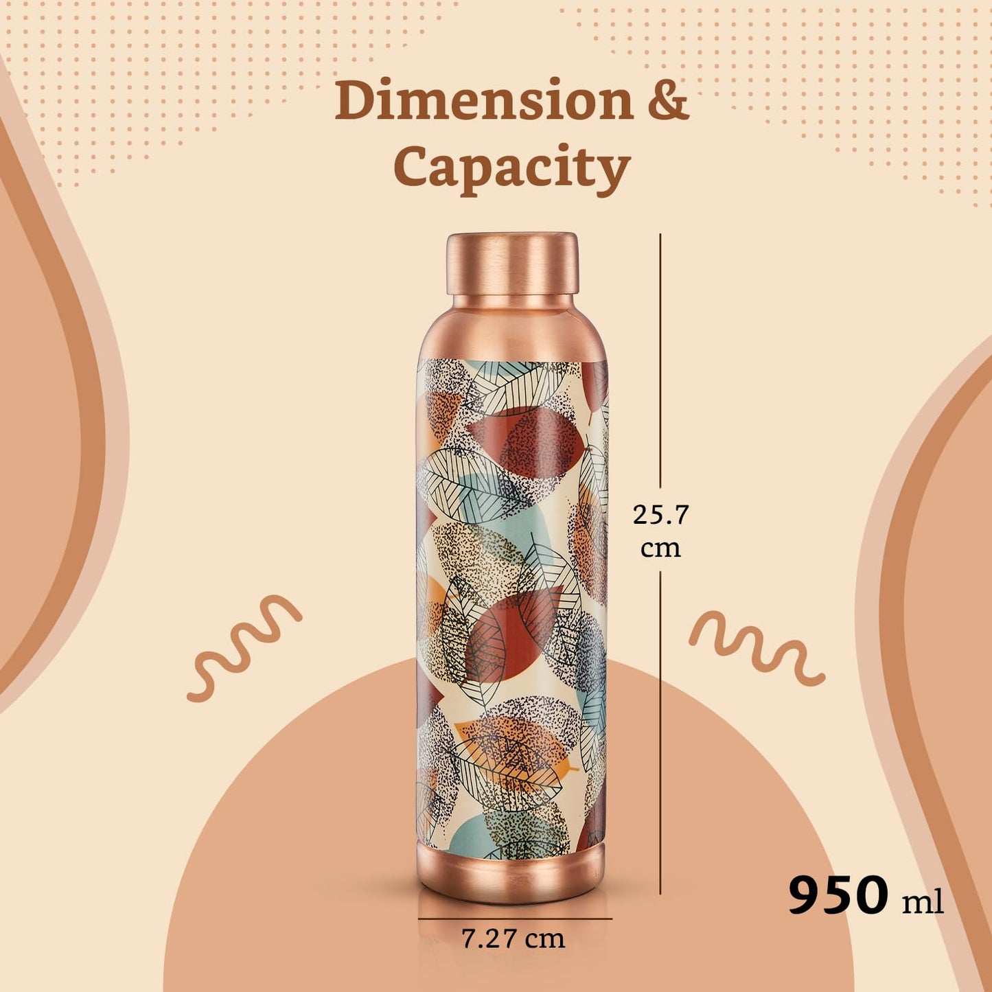 Solimo Copper Leak-Proof Meenakari Bottles | 950 ml | Pure Copper | Traditional Art Design | Daily Wellness Bottle