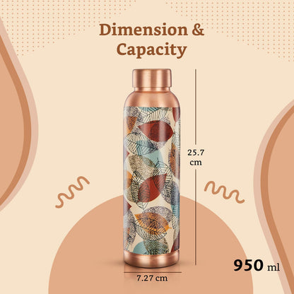Solimo Copper Leak-Proof Meenakari Bottles | 950 ml | Pure Copper | Traditional Art Design | Daily Wellness Bottle
