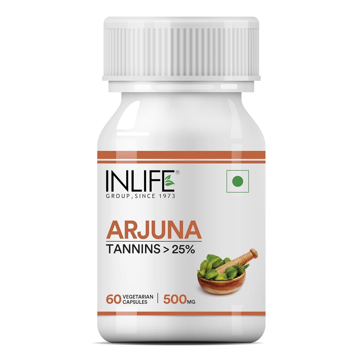 INLIFE Arjuna Capsules 500mg | Herbal Extract | Ayurvedic Supplement - 60 Vegetarian Capsules