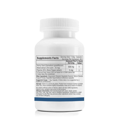 TrexgenicsÂ® HORNYGOAT WEED (5% Icarin 25 mg) 500mg with Piperine 5mg for Men & Women (60 Vcaps) (1)