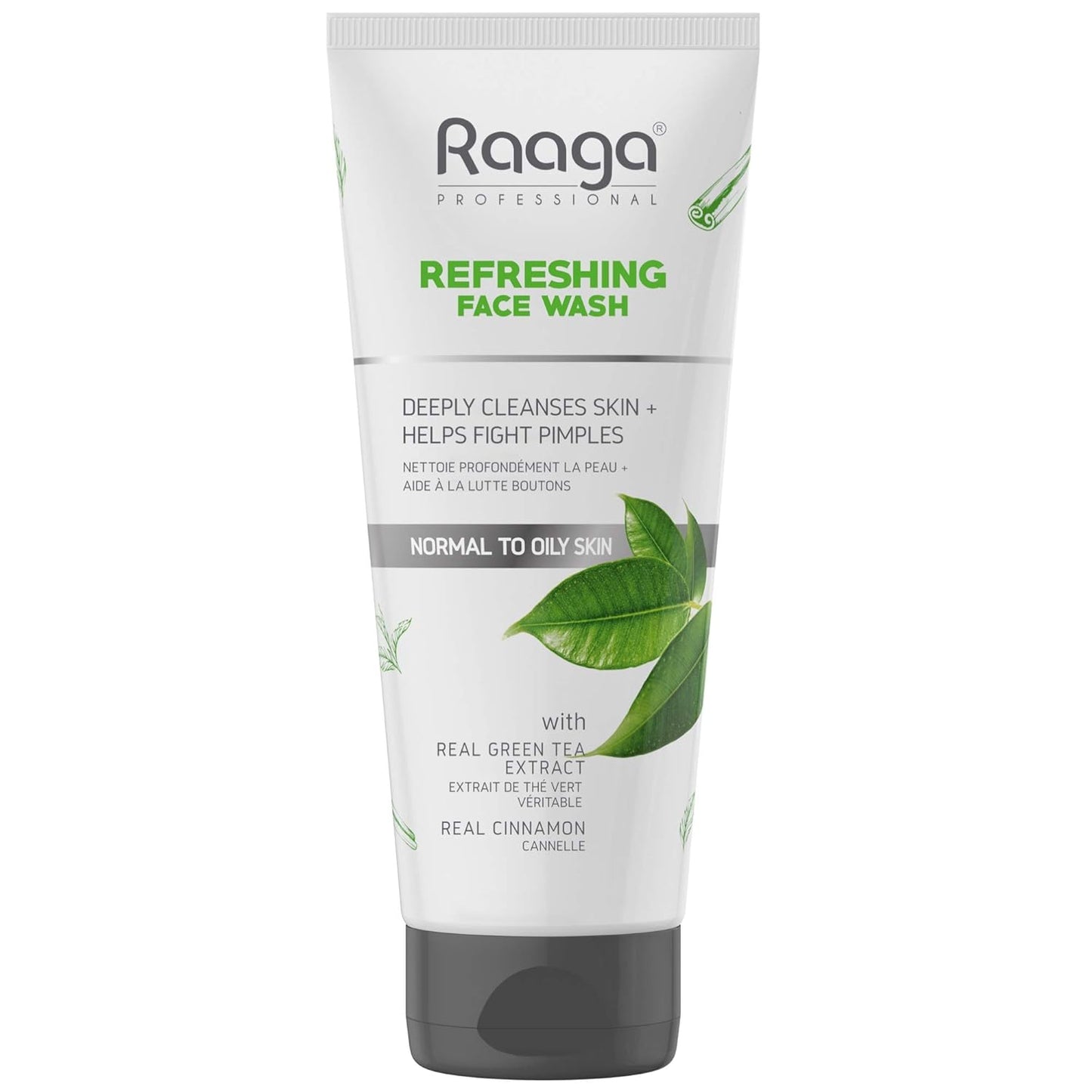 Raaga Professional Refreshing Facewash, With Real Green Tea Extract & Cinnamon, Normal to Oily Skin, 80 ml
