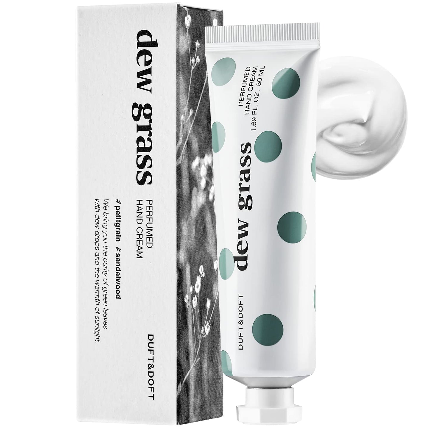 DUFT & DOFT Hand Cream for Dry Cracked Hands â€“Iris, Tuberose, and Sandalwood Scented Lotion - Moisturize Dry Skin and Repair Damaged Skin â€“ Dew Grass Perfumed Hand Cream