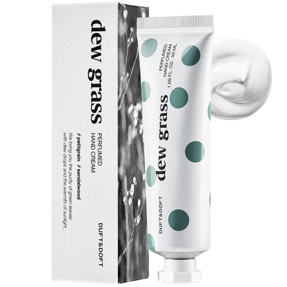 DUFT & DOFT Hand Cream for Dry Cracked Hands â€“Iris, Tuberose, and Sandalwood Scented Lotion - Moisturize Dry Skin and Repair Damaged Skin â€“ Dew Grass Perfumed Hand Cream