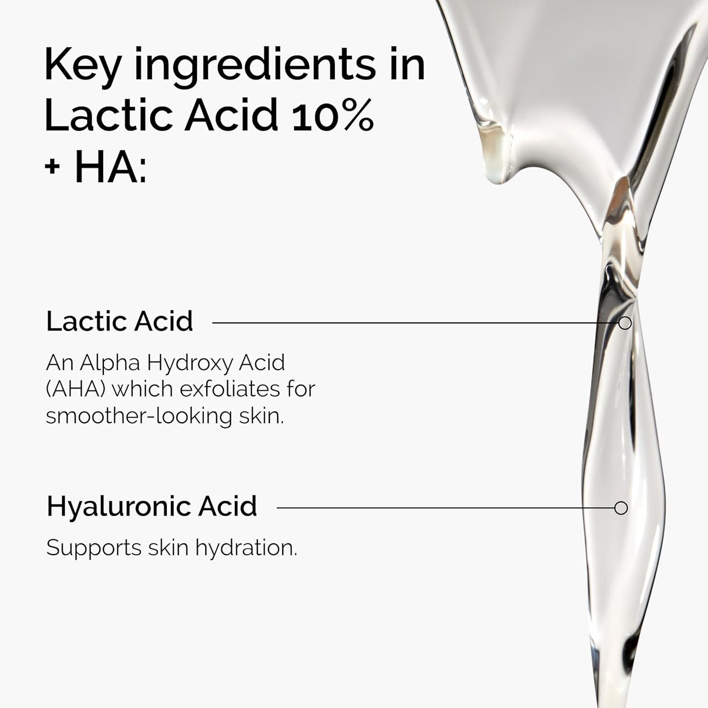 The Ordinary Lactic Acid 10% + Hyaluronic Acid 2%, High-Strength Exfoliating Serum for Smoother, Brighter Skin, 30ml