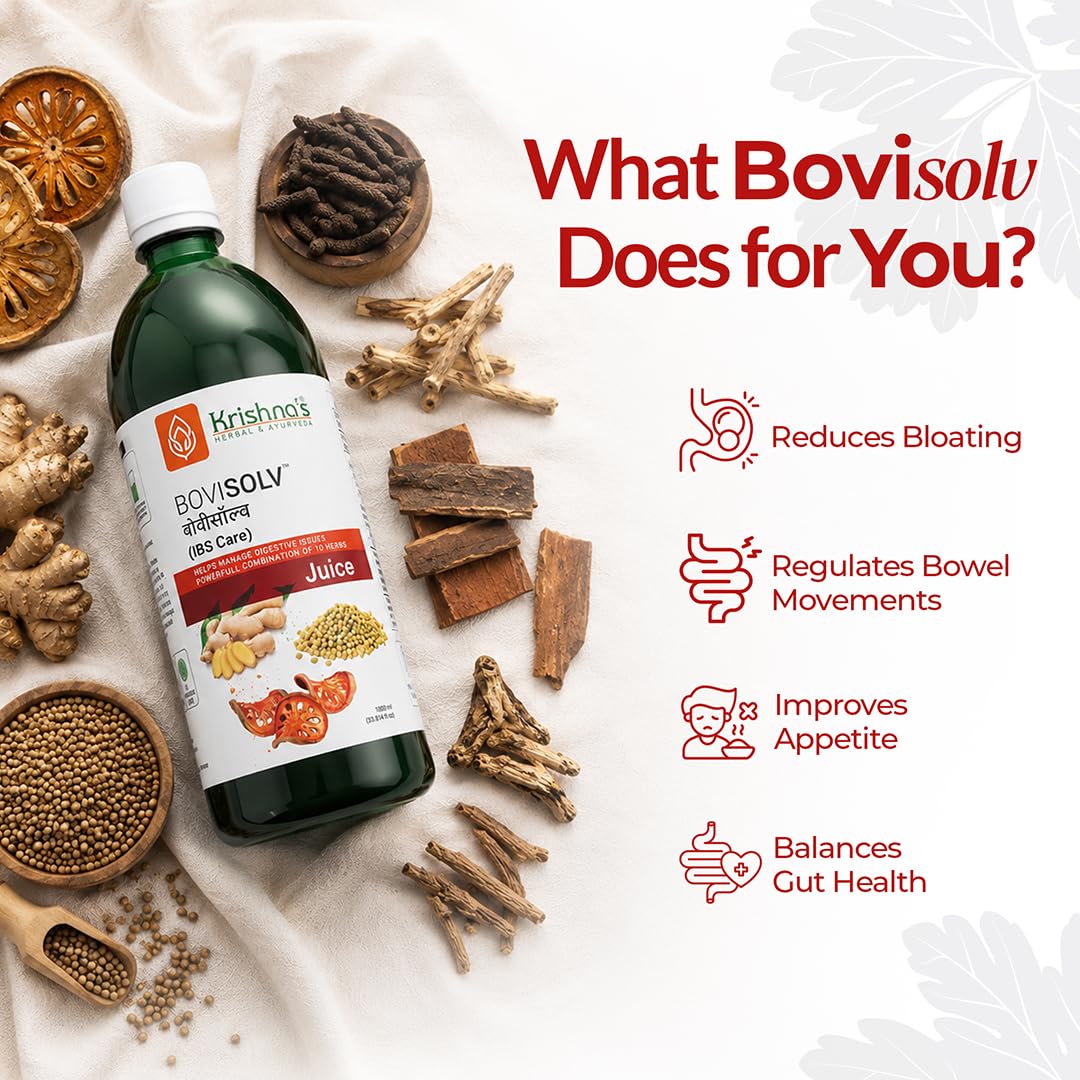 Krishnaâ€™s Bovisolv Juice 1000 ml | IBS-Friendly | Digestive Wellness Drink | Ayurvedic Liquid for Sensitive Gut Lifestyle