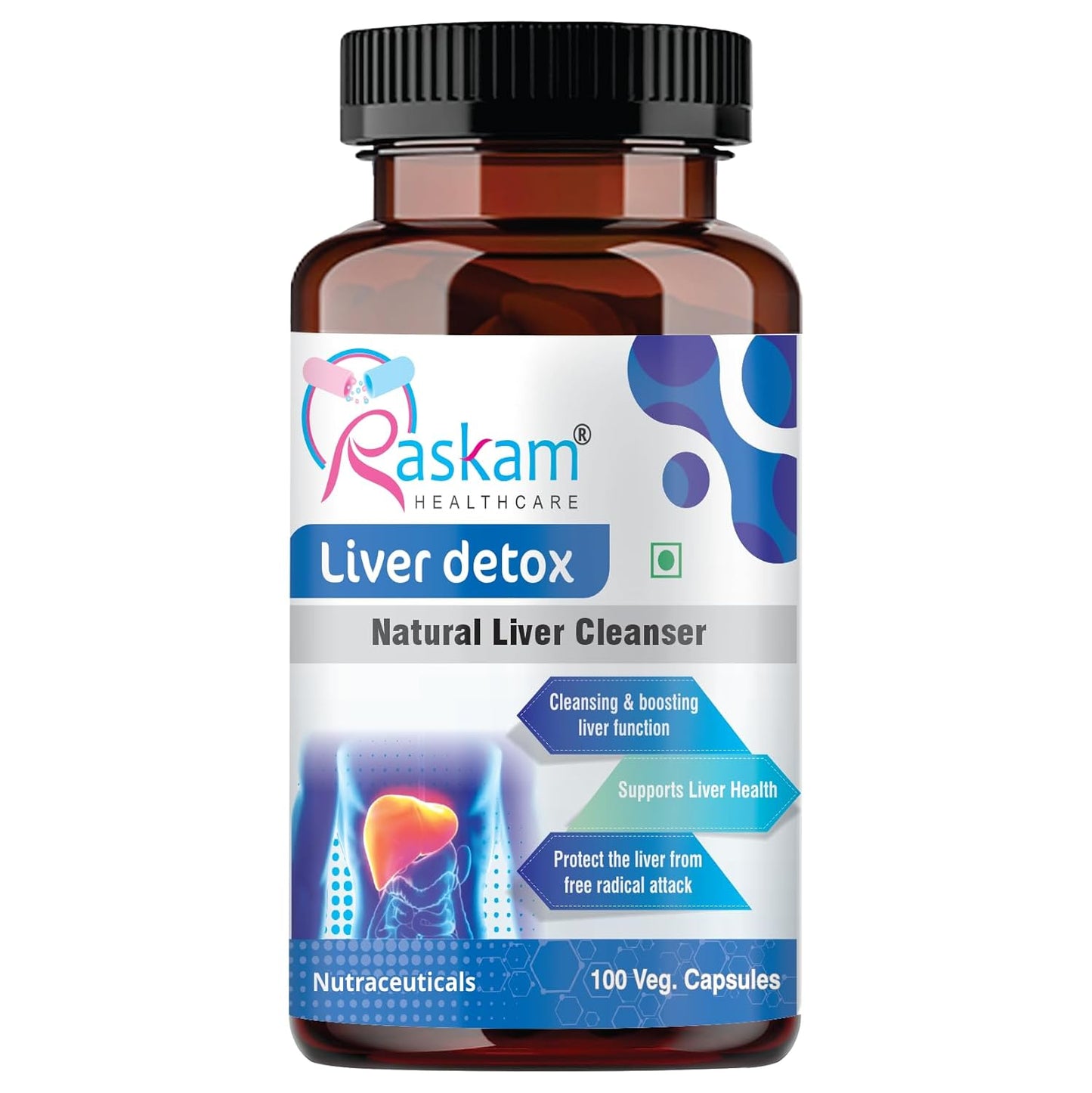 Liver Detox Supplement - Natural Detoxification Formula - Milk Thistle - Digestive Enzymes - Supports Liver - Fit Health Fatty Liver Care- Body Detox Support - 100 Capsules