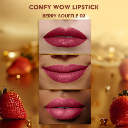 FACES CANADA Comfy Matte Wow Bullet Lipstick - Berry SoufflÃ© (Pink) 4.2g | Smooth Matte Finish | Highly Pigmented | Long Lasting | Super Hydrating | Glides Effortlessly | One Swipe Application | Non Drying | No Cracking