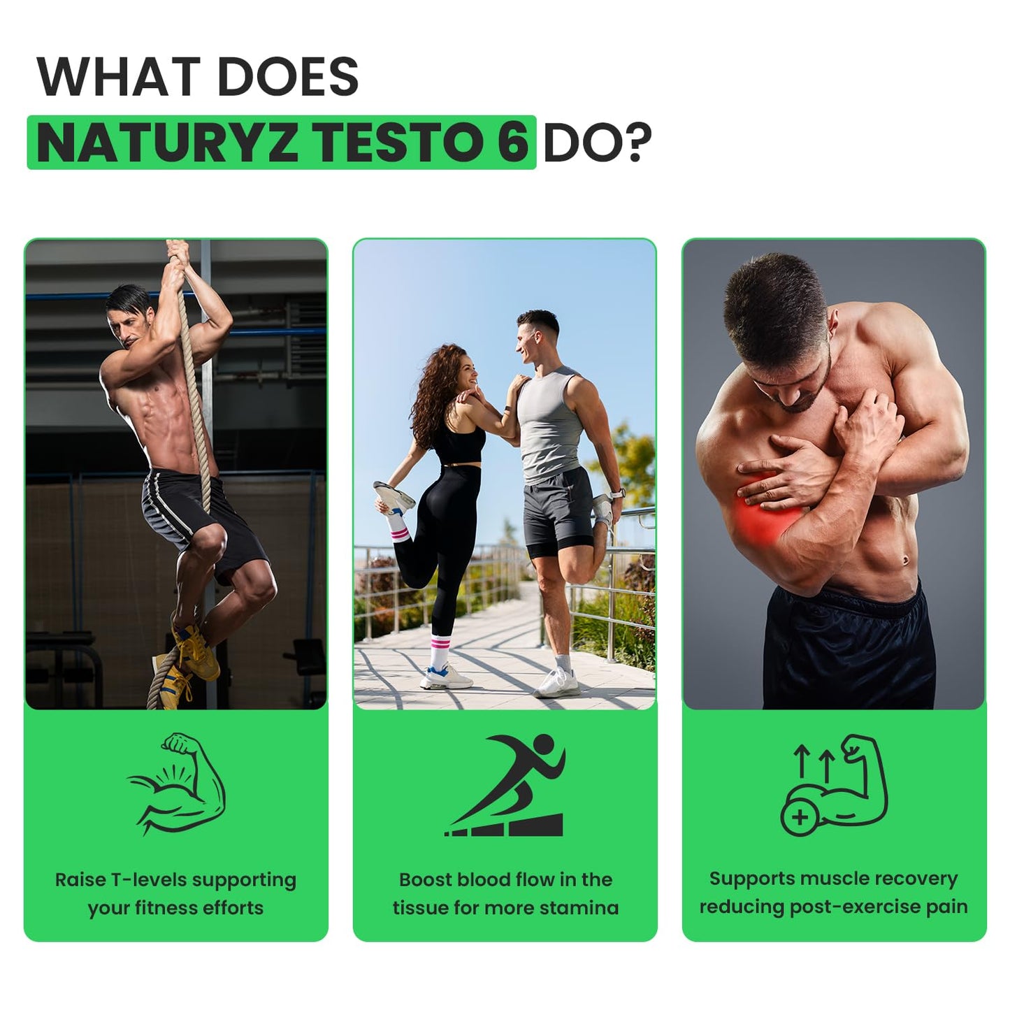Naturyz Testo-6 Plant based Supplement For Men 2100mg per serving with Maximum Strength 1000mg Tribulus Terrestris, Safed Musli, Kaunj, Ashwagandha, Fenugreek & Panax Ginseng for Muscle gain, Stamina & Strength - 50 Tablets