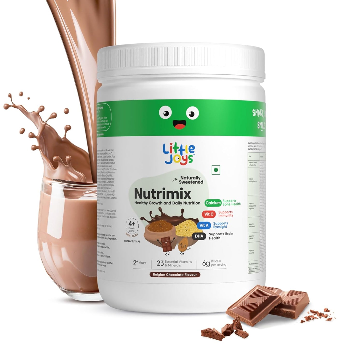 Little Joys Nutrimix Nutrition Powder 350g|2-6 Years|No Refined Sugar|Supports Healthy Growth & Boosts Immunity|With Ragi, Bajra, Almonds & Oats|Flavour, 1 count, 11 servings