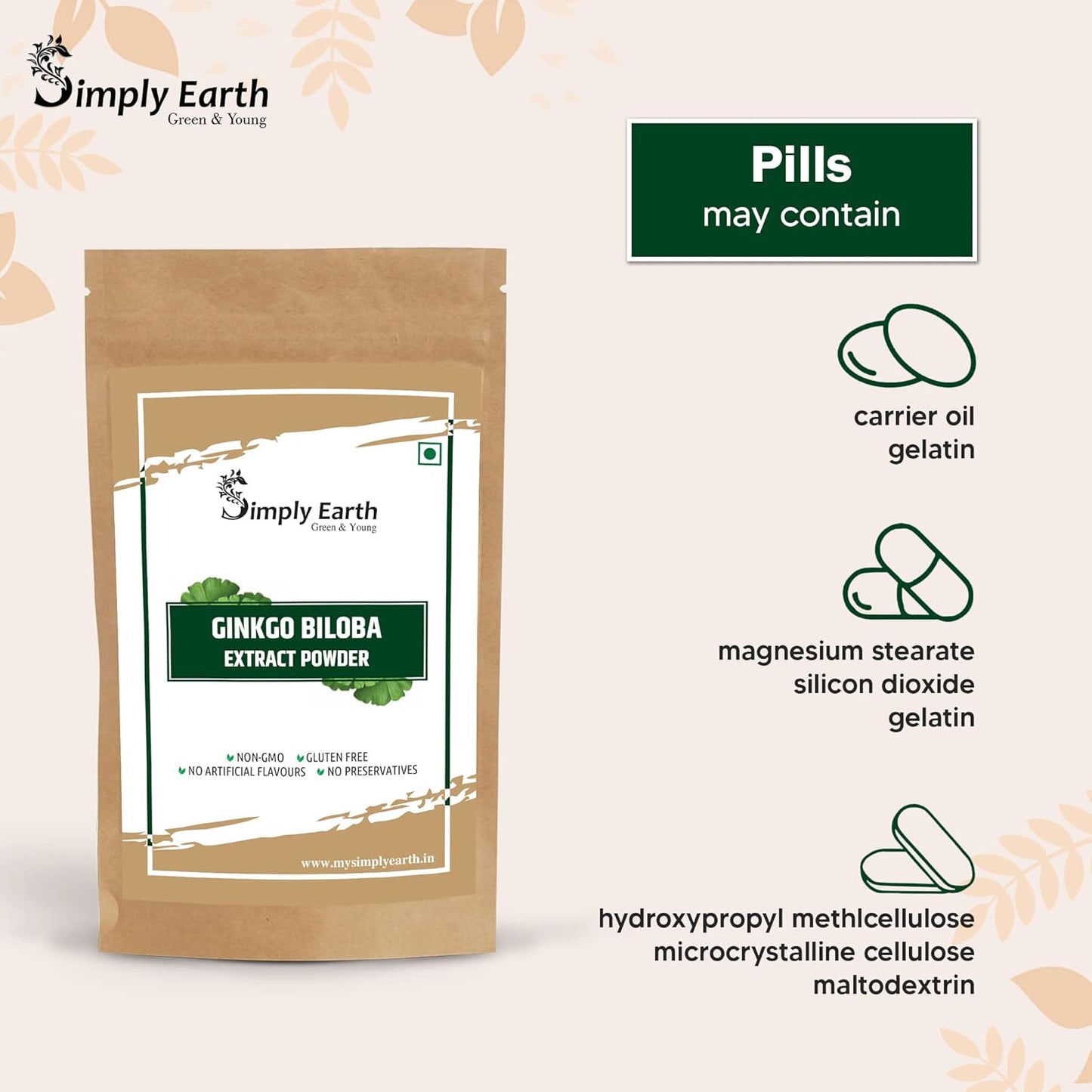 Simply Earth Mind & Body Vitality Combo - Peruvian Maca Root Powder (100g) & Organic Ginkgo Biloba Powder (100g) | For Energy, Immunity, Brain Health & Memory Support