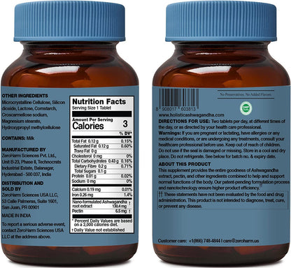 ZEROHARM Holistic Calcium Tablets â€“ High Absorbption Milk-Based Calcium Supplement with Vitamin D3, K2-7, Magnesium, Phosphorous â€“ Supports Bone Strength & Joint Health For Men & Women â€“ 120 Tablets