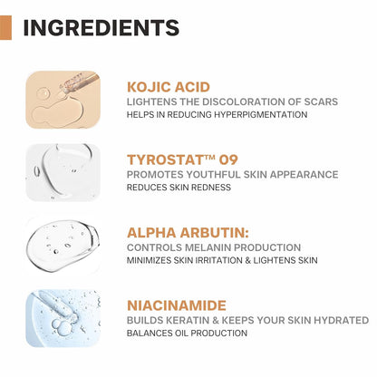 DERMATOUCH Kojic Acid 2% Cream | Non-Greasy | For Pigmentation, Blemishes and Dark Spots Reduction | 15g