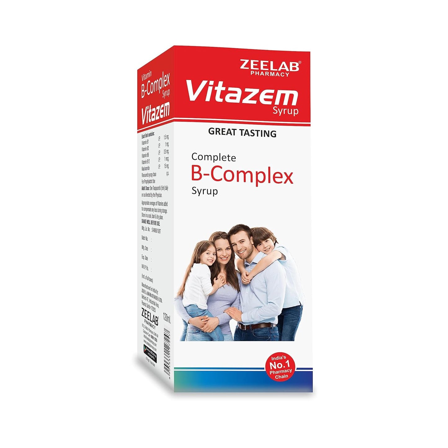 Zeelab Vitazem Syrup 120ml | Complete Vitamin B-Complex Syrup Supplement for Men and Women | Sugar Free