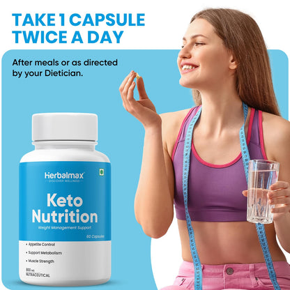 Herbal Max Keto Nutrition Weight Management | Supports Effective Weight Loss, Fat Burning, Belly Fat Reduction, Ketosis & Energy Boost â€“ 60 Veg Capsules | For Men & Women