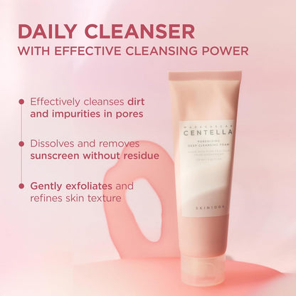 SKIN1004 Centella Poremizing Deep Cleansing Foam | Sebum Control & Pore Tightening with Kaolin & Papain for Oily Skin, 125ml