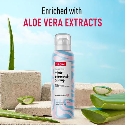 Sirona Hair Removal Spray Foam with Aloe Vera Extracts and Rose Fragrance 200 ml (Pack of 1) | For Legs, Arms & Underarms | Removes Hair in 10 Minutes | Parabens Free | Dermatologically Tested