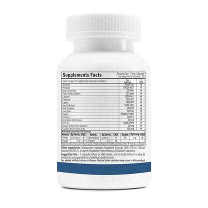Trexgenics COMPLETE DIGEST 3X, Triple Action Digestive Support for Fat, Carbohydrates & Protein, Lactose and Fibers with 14 Enzymes, Ginger and Bile Cholic acid (30 capsules) (Pack of 1), 60 grams