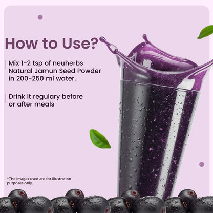 Neuherbs Natural Jamun Seed Powder - 200g For Diabetes | Supports Healthy Digestion & Sugar Levels | Rich in Vitamin C, Iron, Magnesium & Fiber