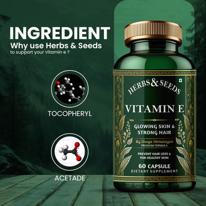 Simply Herbal Vit- E Capsules â€“ 100% Natural Vit- E Supplement with Vit- E â€“ Paraben Free â€“ 60 Capsules